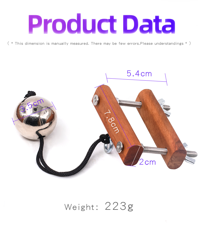 Wooden Male Enhancer Penis Training Tool Scrotum Pendant Testicle Crusher Metal Weight Ball Stretcher Sex Toy - 6