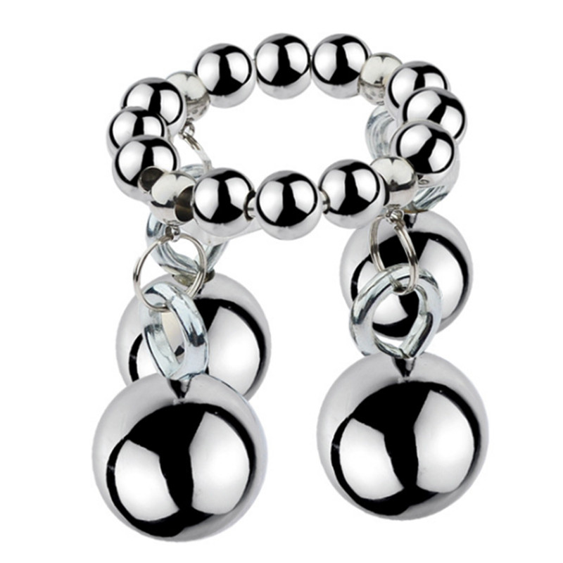 Metal Cock Rings Penis Trainer Scrotal Bondage Massage Ball Stretcher Adult Sex Toys For Men Erotic Games Products - 3