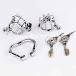 Double Lock Design Male Chastity Device Stainless Steel Cock Cage Metal Penis Ring Sex Toys For Men Belt - 6