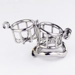 Double Lock Design Male Chastity Device Stainless Steel Cock Cage Metal Penis Ring Sex Toys For Men Belt - 5