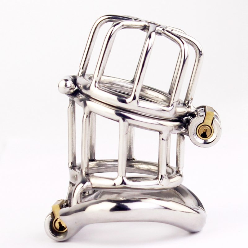 Double Lock Design Male Chastity Device Stainless Steel Cock Cage Metal Penis Ring Sex Toys For Men Belt