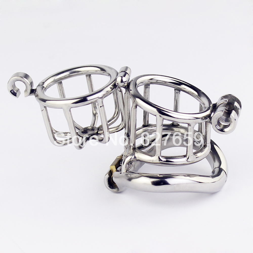 Stainless Steel Male Chastity Device With Double Lock Metal Penis Ring Erotic Adult Sex Toys For Men - 3