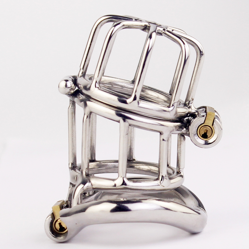 Stainless Steel Male Chastity Device With Double Lock Metal Penis Ring Erotic Adult Sex Toys For Men - 2