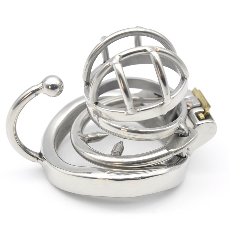 Small Stainless Steel Male Chastity Cage With Base Arc Ring Adult Intimacy Device C273 - 3