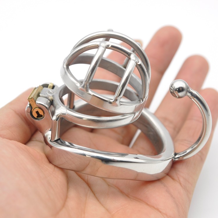 Small Stainless Steel Male Chastity Cage With Base Arc Ring Adult Intimacy Device C273 - 2