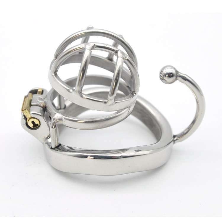 Small Stainless Steel Male Chastity Cage With Base Arc Ring Adult Intimacy Device C273 - 1