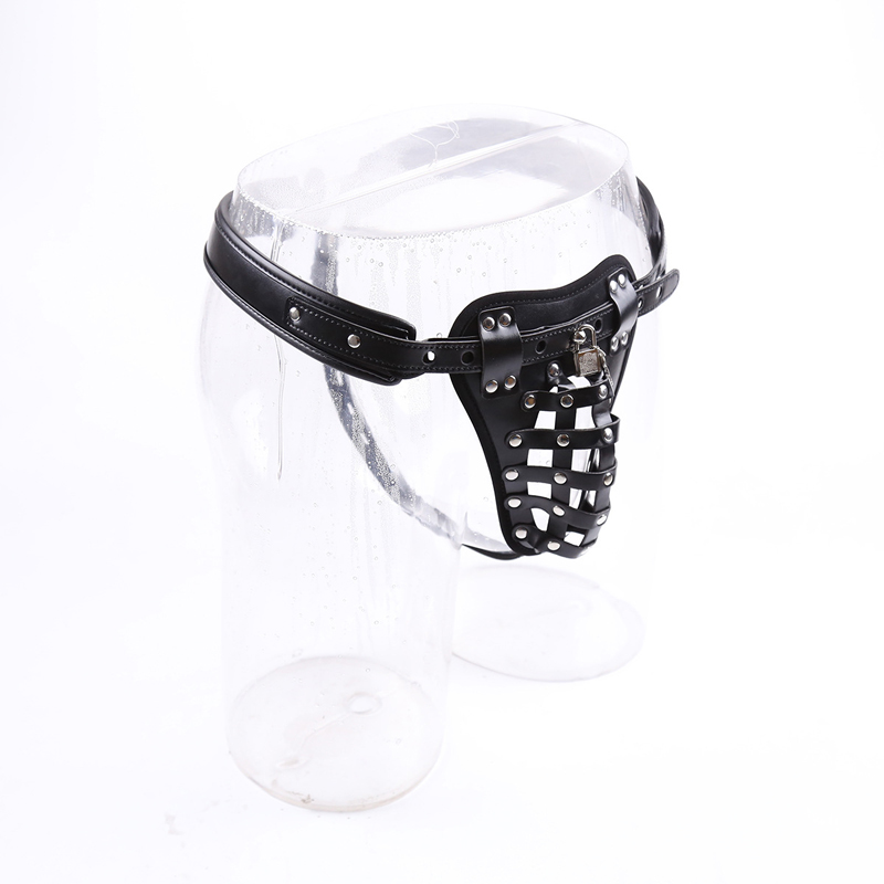 Adjustable Leather Male Chastity Belt With Cock Cage Erotic Mens Sex Toy - 3