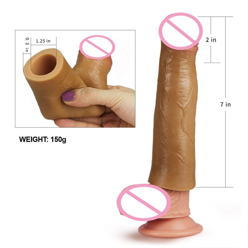 7 Inch Realistic Male Enhancement Penis Sleeve Thick Cock Enlargement Extender Sheath Adult Sex Toy - 9