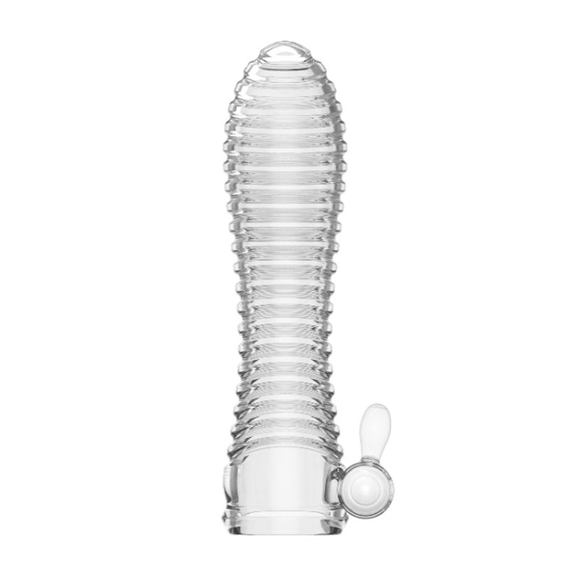 Silicone Vibrating Penis Extender Sleeve Male Enhancement Massager Sensual Adult Sex Toy Stimulating Enlargement Device - 3