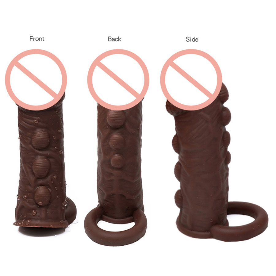 Quality Durable Silicone Penis Sleeve Extender Condoms For Men Enlargement Delayed Ejaculation Reusable Sexual Wellness Toy - 1