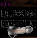 Oyo Extensions Condom Penis Extender Sleeve Male Enlargement Men Delay Ejaculation Cock Ring Vibrating Dildo Cover Sex Toy - 2