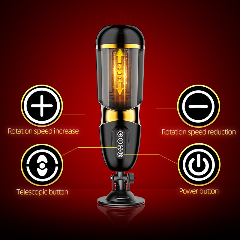 Automatic Telescopic Male Masturbator Rotating Piston Realistic Vagina Adult Pleasure Sex Tool - 4
