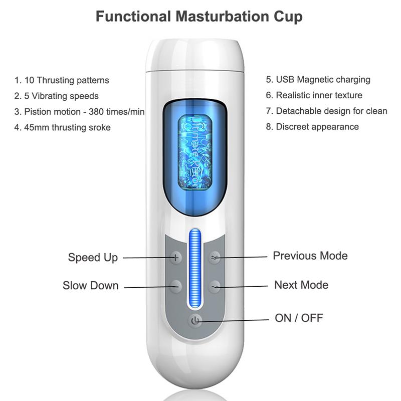 A380 Male Masturbator Automatic Handsfree Vibrating Soft Tpe Realistic Vagina Masturbation Cup Portable Adult Sex Toy - 5