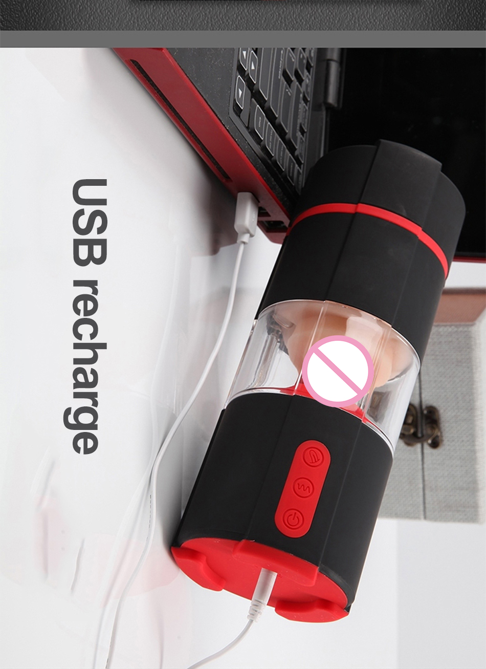 Mens Realistic Vibrating Masturbation Cup Oral Aircraft Sex Toy With Tonguelicking Feature - 5