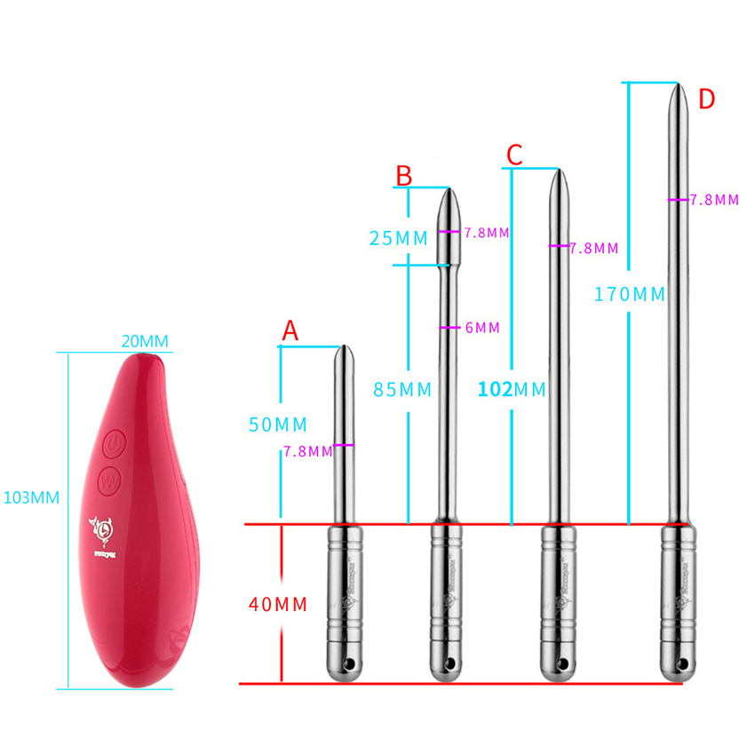 10frequency Vibrating Metal Urethral Dilator Mens Chastity Device Adult Sexual Pleasure Toy - 1