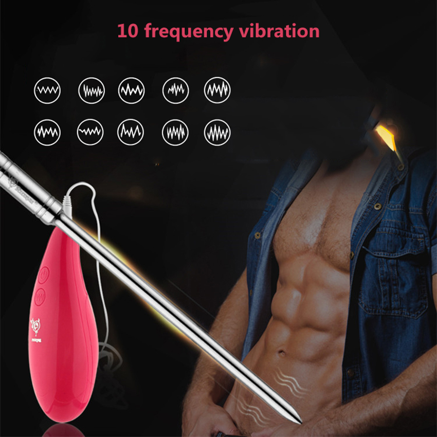 10frequency Vibrating Metal Urethral Dilator Mens Chastity Device Adult Sexual Pleasure Toy - 7
