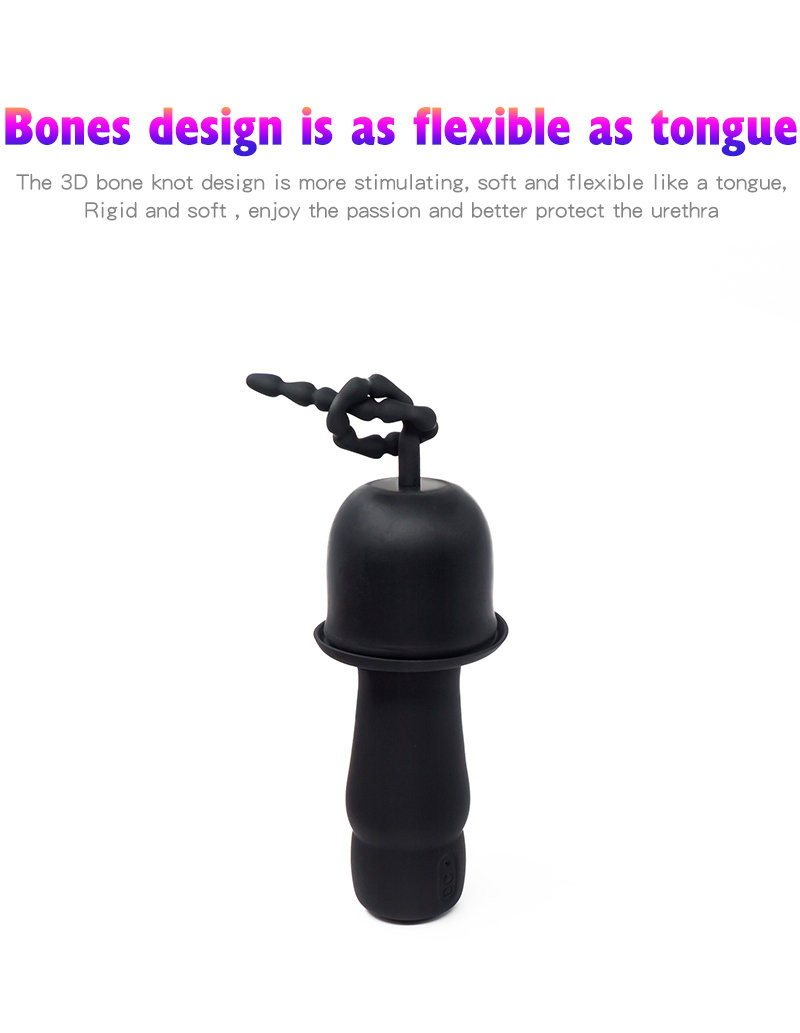 Silicone Male Masturbator Long Beaded Urethral Vibrator Powerful Penis Plug Sound Catheter - 4