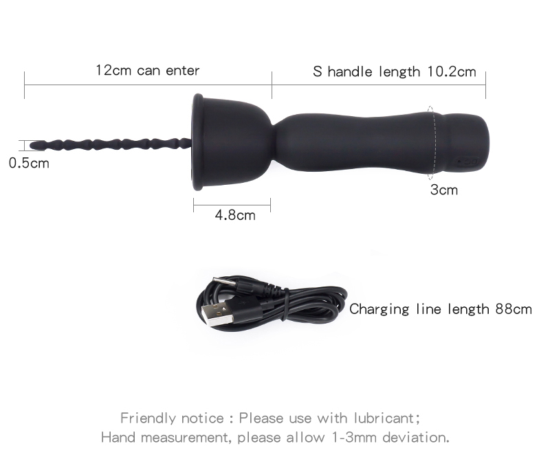 Silicone Male Masturbator Long Beaded Urethral Vibrator Powerful Penis Plug Sound Catheter - 12