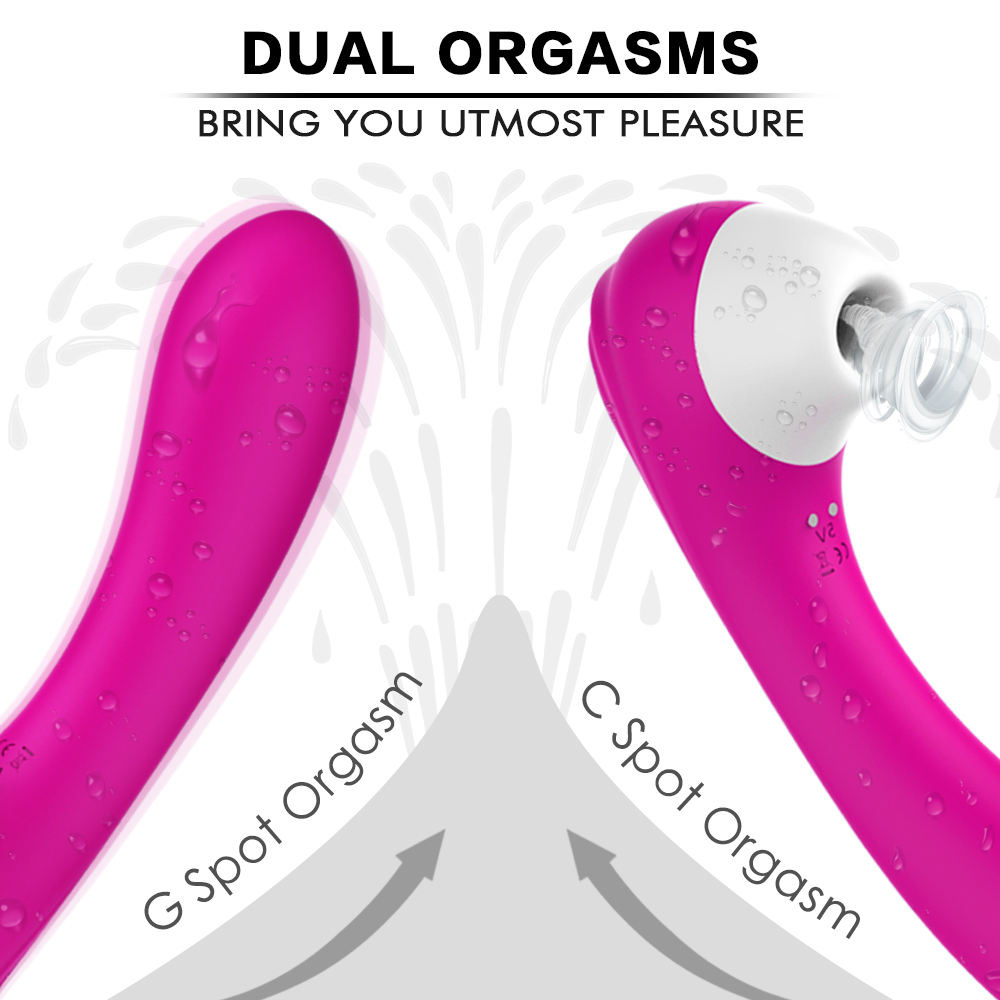 Doubleended Lesbian Vibrator With Clitoral Suction 2in1 Female Pleasure Device Adult Masturbation Toy - 6