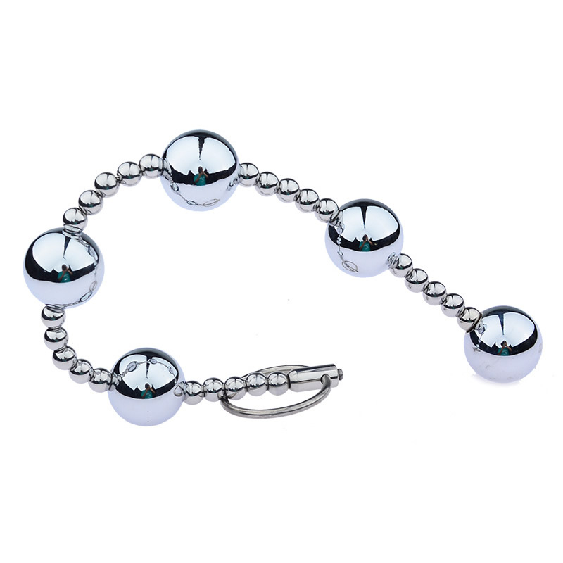 Metal Anal Plug Adult Erotic Toy With Big Butt Beads Large Buttplug Sextoy - 2