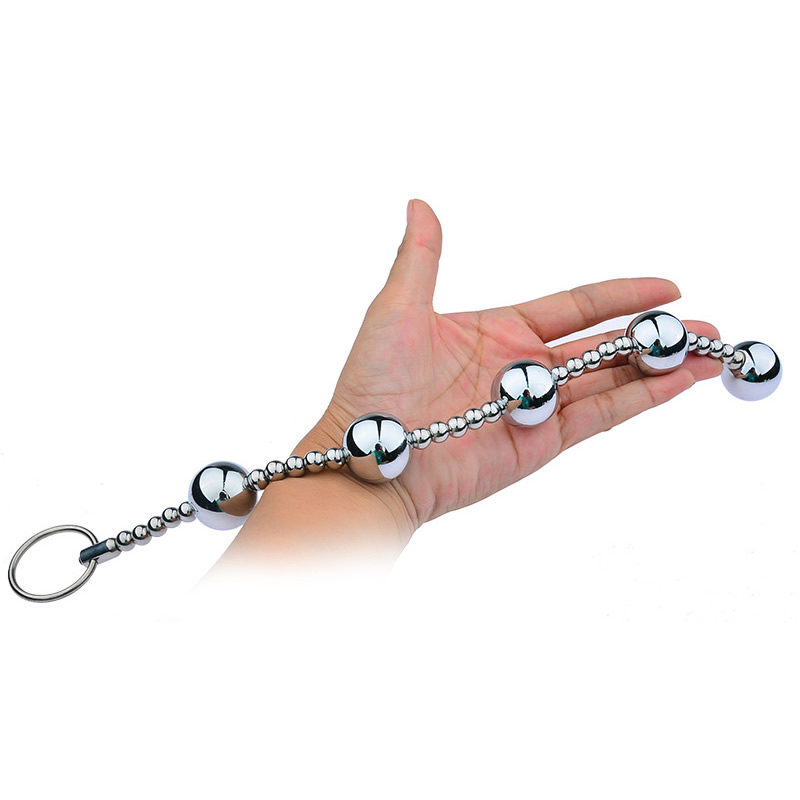 Metal Anal Plug Adult Erotic Toy With Big Butt Beads Large Buttplug Sextoy - 3