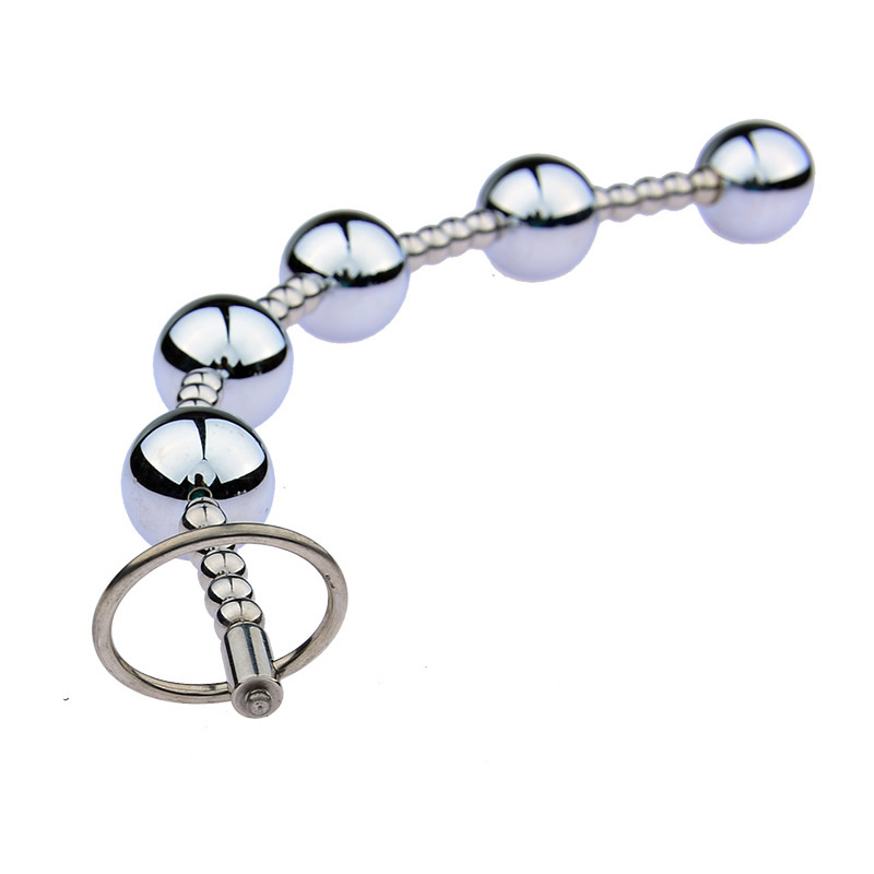 Metal Anal Plug Adult Erotic Toy With Big Butt Beads Large Buttplug Sextoy - 4