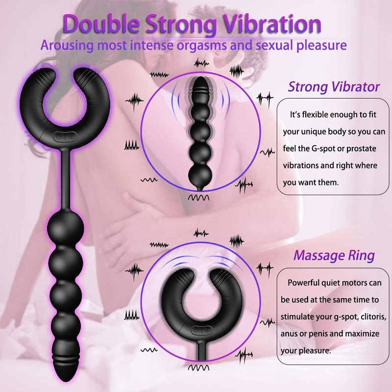 Remote Control Anal Beads Vibrator Cock Ring Set For Gspot Stimulation Ideal For Couples - 3