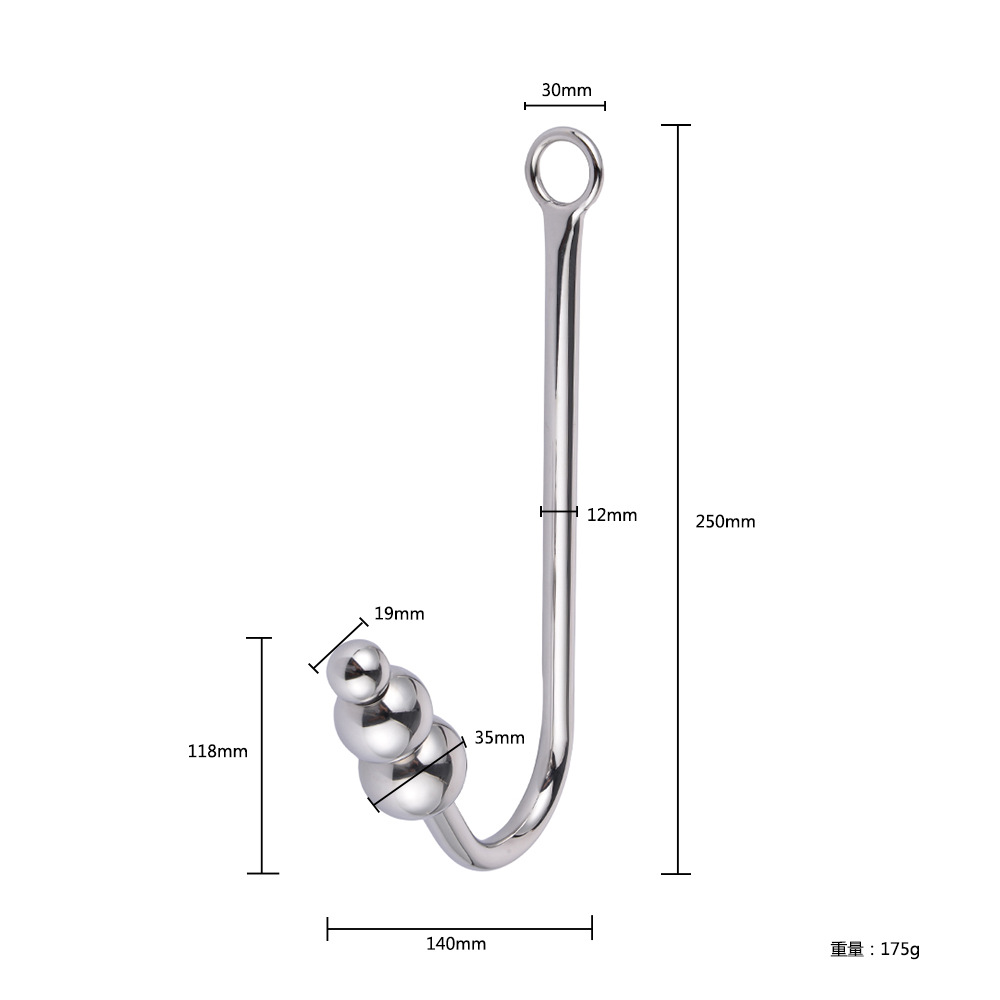 Stainless Steel Anal Bead Plug Nonvibrating Adult Sex Toy Metal Hook For Mens Pleasure - 17