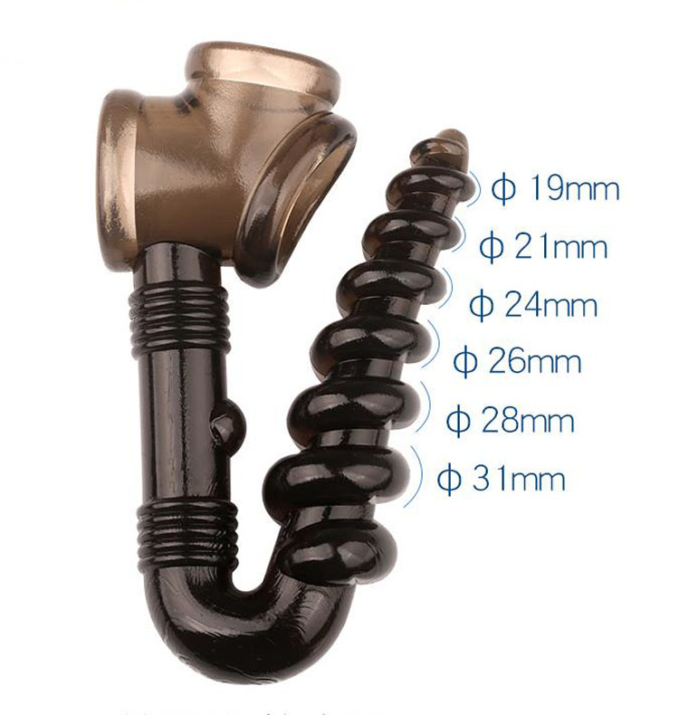 Silicone Mens Pleasure Toy Cock Ring Anal Hook Spiral Beads Butt Plug Ejaculation Delay - 3