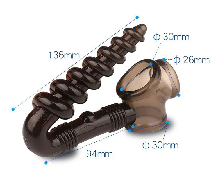 Silicone Mens Pleasure Toy Cock Ring Anal Hook Spiral Beads Butt Plug Ejaculation Delay - 4