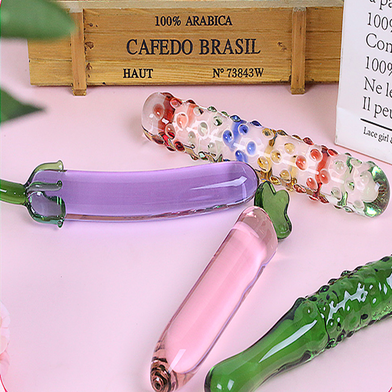 Pink Crystal Glass Dildo Fruit Shaped Anal Plug Selfcomforting Female Masturbator Erotic Sex Toy - 4