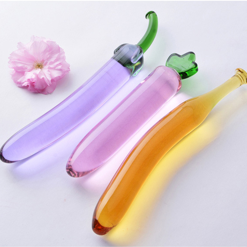 Pink Crystal Glass Dildo Fruit Shaped Anal Plug Selfcomforting Female Masturbator Erotic Sex Toy - 5