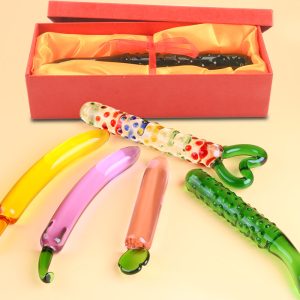 Crystal Glass Dildo Pink Cute Fruit Shape Vaginal Anal Butt Plug Self Comfort Masturbator Sex Toys For Woman