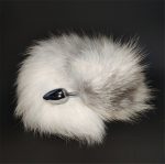 Anal Plug With Real Cross Fox Tails Metal Butt Couple Sex Toys Erotic Cosplay Gray White Tail 3 Size For Choice - 5