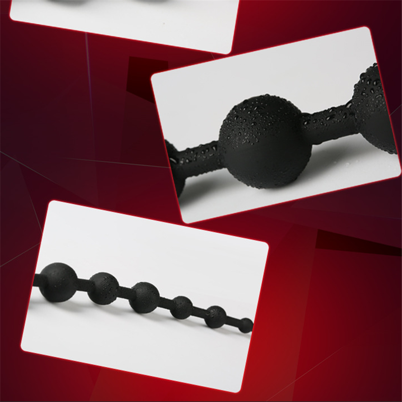 Large Size Black Silicone Anal Beads Butt Plug Prostate Massager Sex Toy For Men - 3
