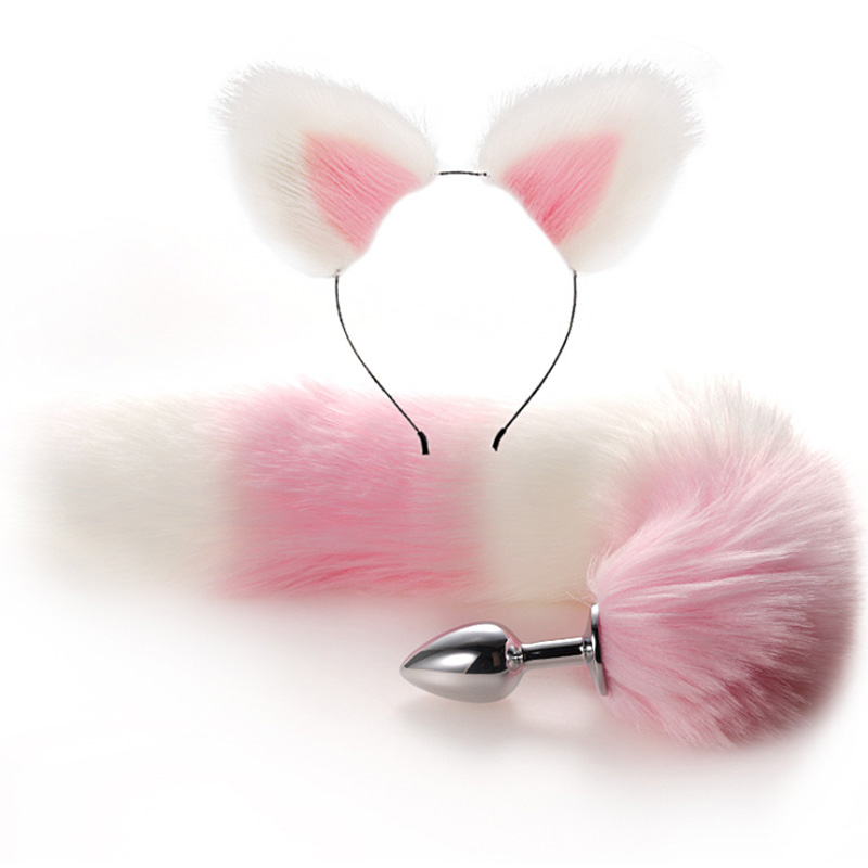 Fox Tail Metal Anal Plug Set With Hairpin Prostate Massager 4 Colors Couples Cosplay Accessory - 7