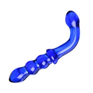 Beaded Glass Dildo Unisex G-spot Massager Curved Shaft Adult Crystal Penis Anal Vaginal Sex Toy For Women Man Couple