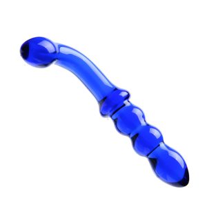 Beaded Glass Dildo Unisex G-spot Massager Curved Shaft Adult Crystal Penis Anal Vaginal Sex Toy For Women Man Couple - 2