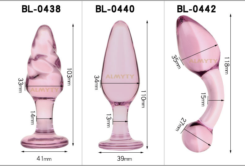 Luxury Pink Crystal Glass Anal Buttplug Set With Prostate Massager Anal Dildo Beads Sex Toys For Men And Women - 3