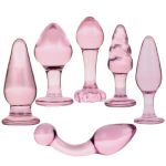Pink Crystal Buttplug Set Anal Glass Dildo Plug Dilatador Beads Balls Prostata Massage Sex Toys For Women Men