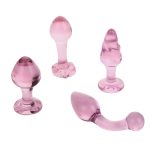 Pink Crystal Buttplug Set Anal Glass Dildo Plug Dilatador Beads Balls Prostata Massage Sex Toys For Women Men - 3