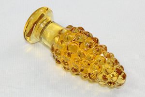 Gold Color Glass Anal Plug Crystal Butt With Many Points To Add Pleasure Balls Toys - 2