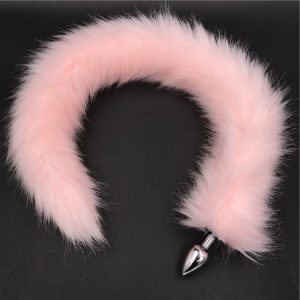 Long Pink Fox Tail Plug Anal Metal Butt Sex Toys For Couples Adult Games Buttplug Party