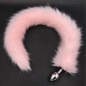 Long Pink Fox Tail Plug Anal Metal Butt Sex Toys For Couples Adult Games Buttplug Party - 2