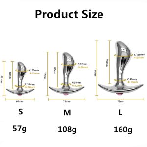Thumb Boat Anchor Metal Anal Plug 3pc Set Tail Butt Crystal Jewelry Dildo G-spot Prostate Massage Adult Sex Toys - 2