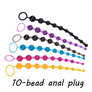 A21 Anal Plug 10 Beads Orgasm For Women Butt Vagina Sex Toys Long Clit Anus Pull Ring Ball - 2