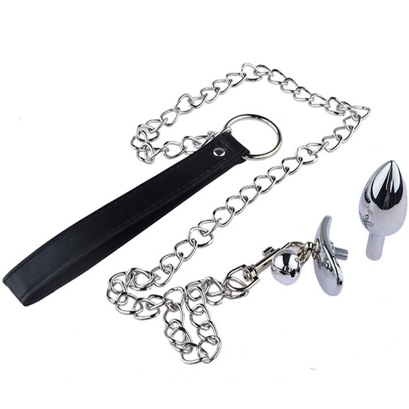 Metal Anal Dildo Plug With Leash Chain Prostate Massager Adult Pleasure Tool For Couples Men Women Big Bead Masturbator - 4