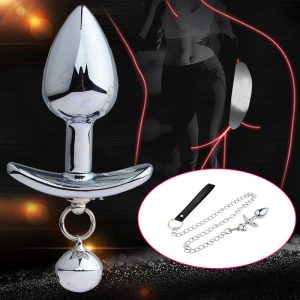 Metal Anal Dildo Plug With Leash Chain Pendent Adult Tool Men Women Couple Big Bead Prostate Massager Masturbator Product