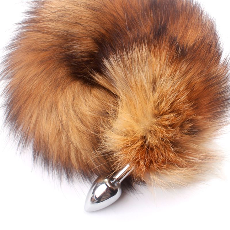 Metal Anal Plug With Fluffy Fox Tail Manual Training Cosplay Flirt Womens Adult Toy - 4