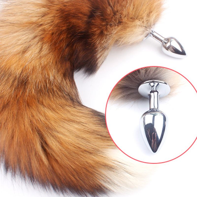 Metal Anal Plug With Fluffy Fox Tail Manual Training Cosplay Flirt Womens Adult Toy - 6